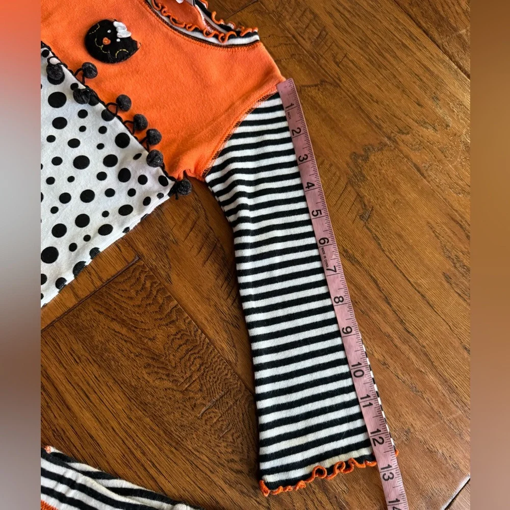 Miss Tee V-Us Orange and Black Striped Polka Dot‎ Outfit